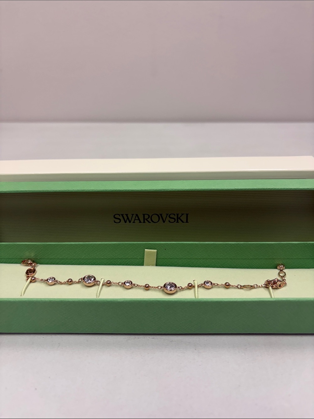 Swarovski Rose Gold Crystal Station Bracelet - Clear Crystals